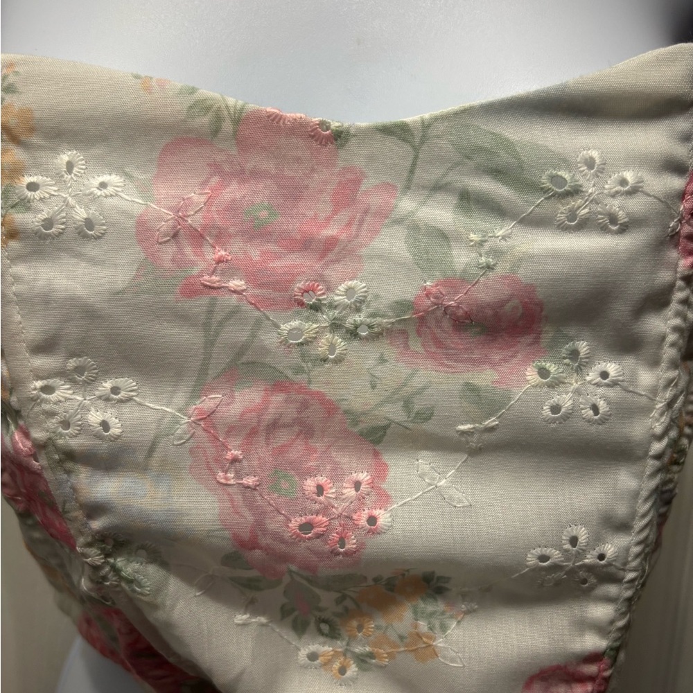 Altar'd State Floral Embroidered Crop Top - Pink and Cream